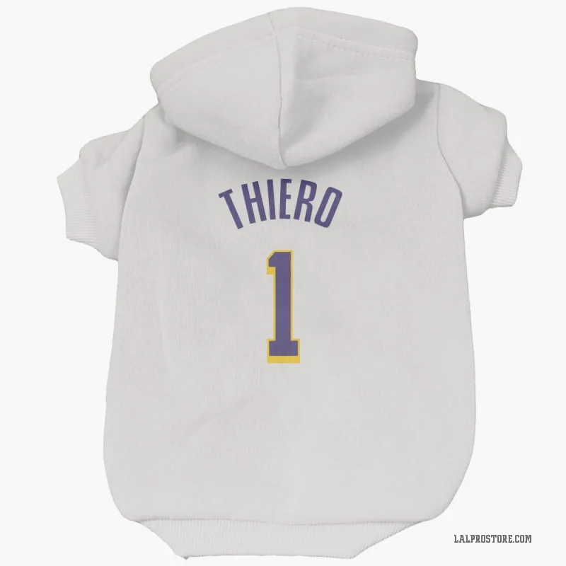 Adou Thiero  White Purple Los Angeles Lakers  Cat & Dog Pet Hoodie