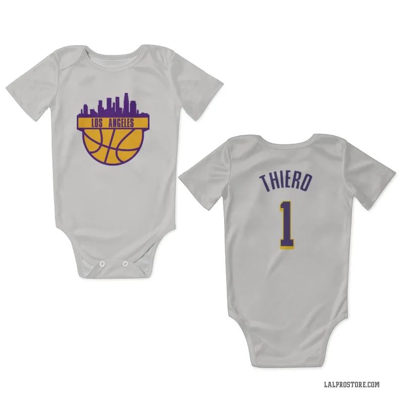 Adou Thiero  White Purple Los Angeles Lakers  Newborn & Infant Bodysuit