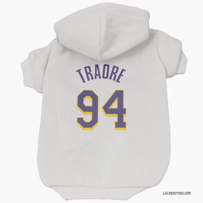 Armel Traore  White Purple Los Angeles Lakers  Cat & Dog Pet Hoodie