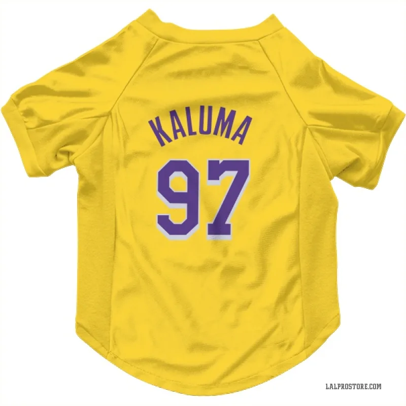 Arthur Kaluma  Yellow Los Angeles Lakers  Cat & Dog Pet Jersey
