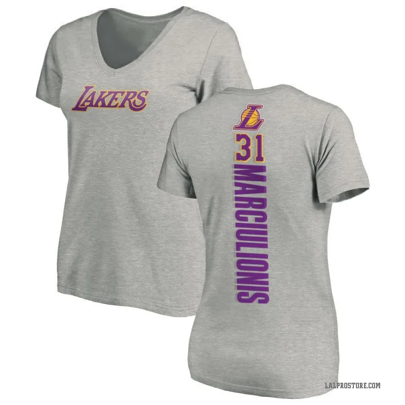 Augustas Marciulionis Women's Los Angeles Lakers Ash Backer T-Shirt