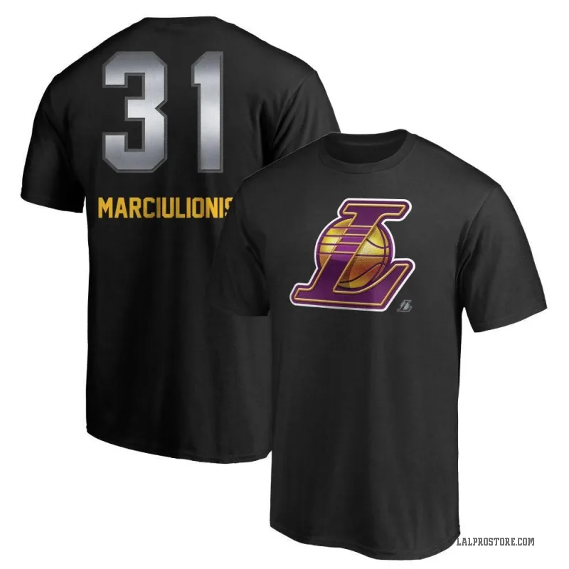 Augustas Marciulionis Youth Black Los Angeles Lakers Midnight Mascot T-Shirt
