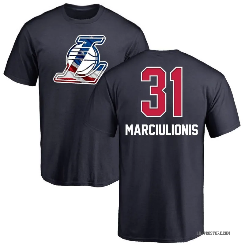 Augustas Marciulionis Youth Navy Los Angeles Lakers Name and Number Banner Wave T-Shirt