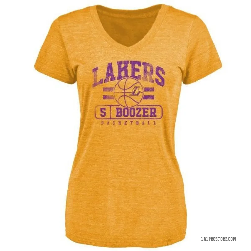 Carlos Boozer Women's Gold Los Angeles Lakers Baseline T-Shirt