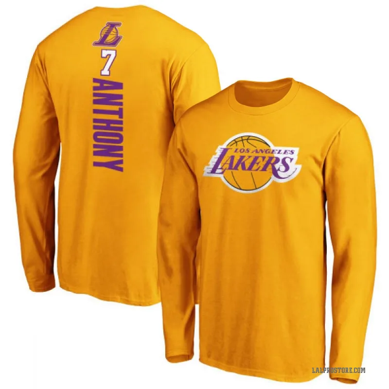 Carmelo Anthony Men's Gold Los Angeles Lakers Backer Long Sleeve T-Shirt