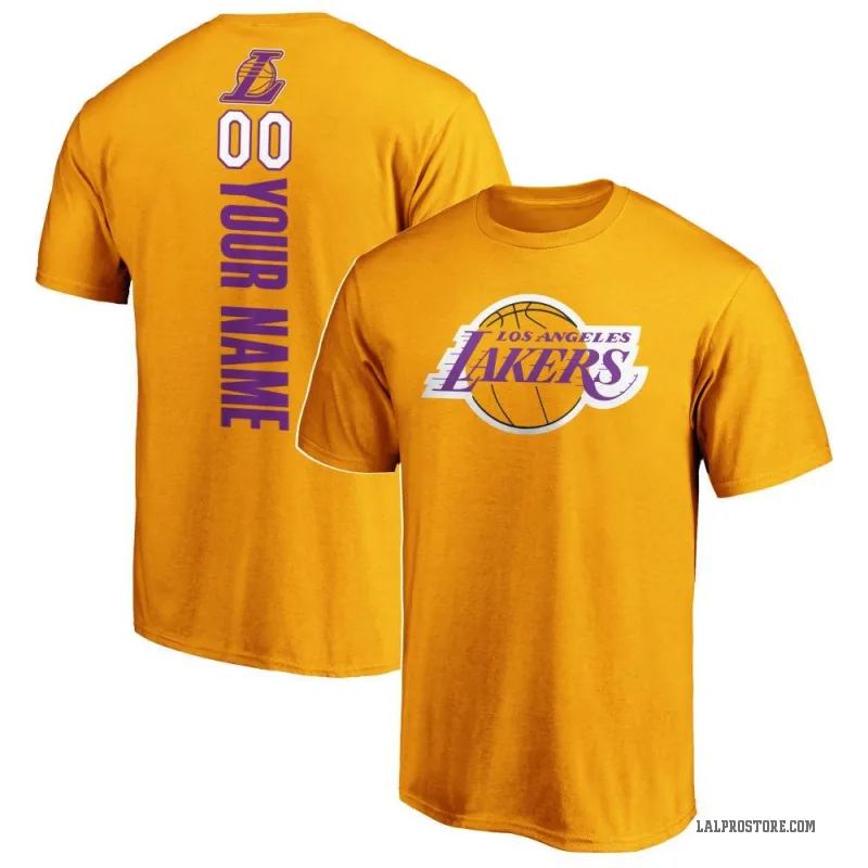 Custom Men's Gold Los Angeles Lakers Backer T-Shirt