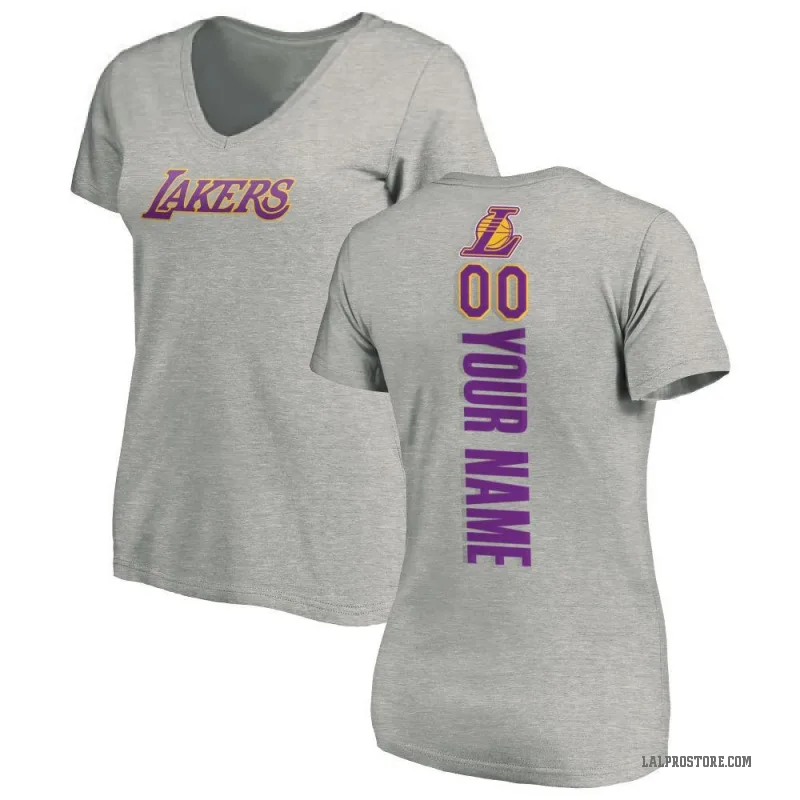 Custom Women's Los Angeles Lakers Ash Backer T-Shirt