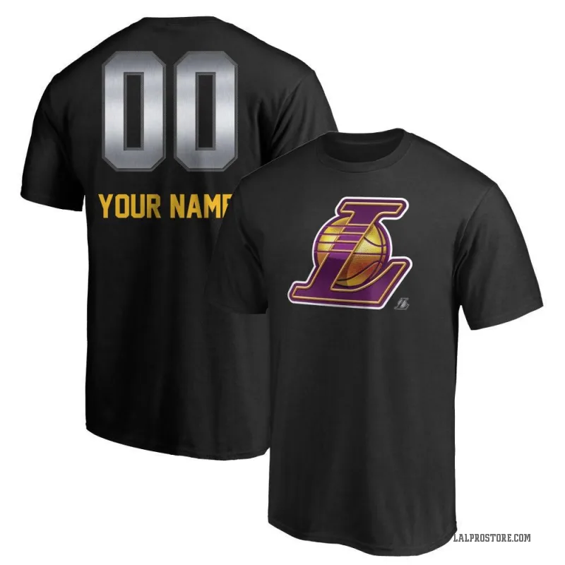 Custom Youth Black Los Angeles Lakers Midnight Mascot T-Shirt