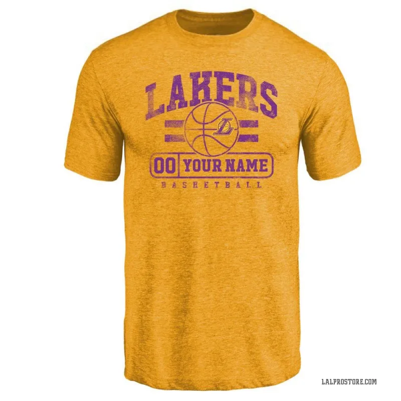 Custom Youth Gold Los Angeles Lakers Baseline T-Shirt