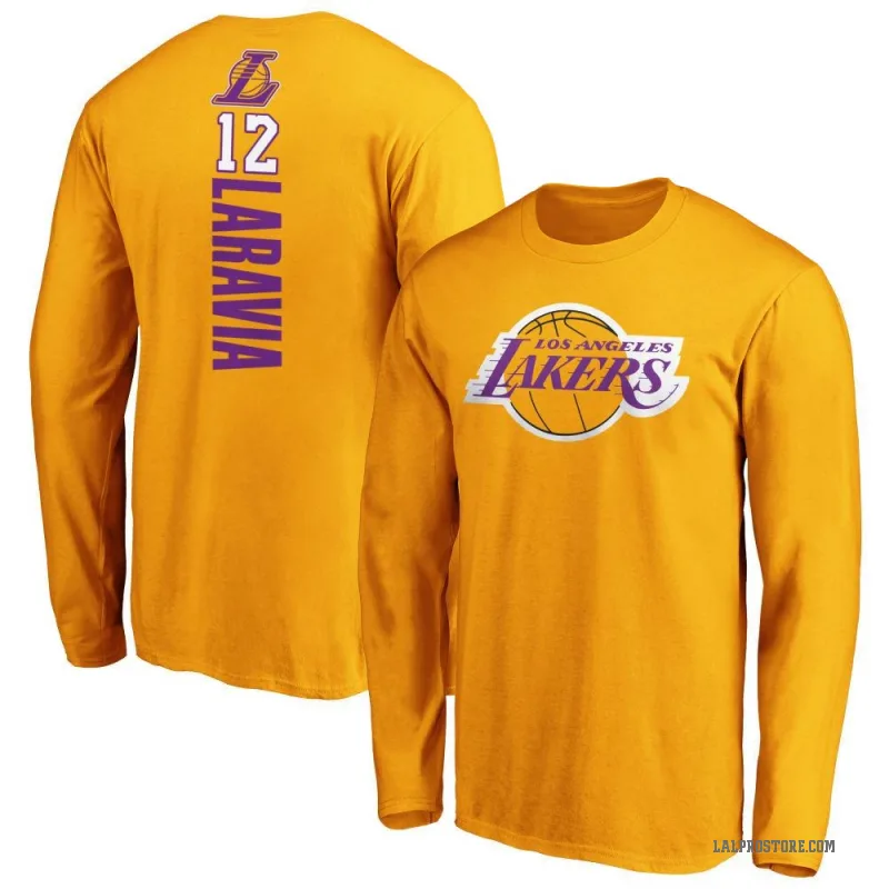 Jake LaRavia Men's Gold Los Angeles Lakers Backer Long Sleeve T-Shirt