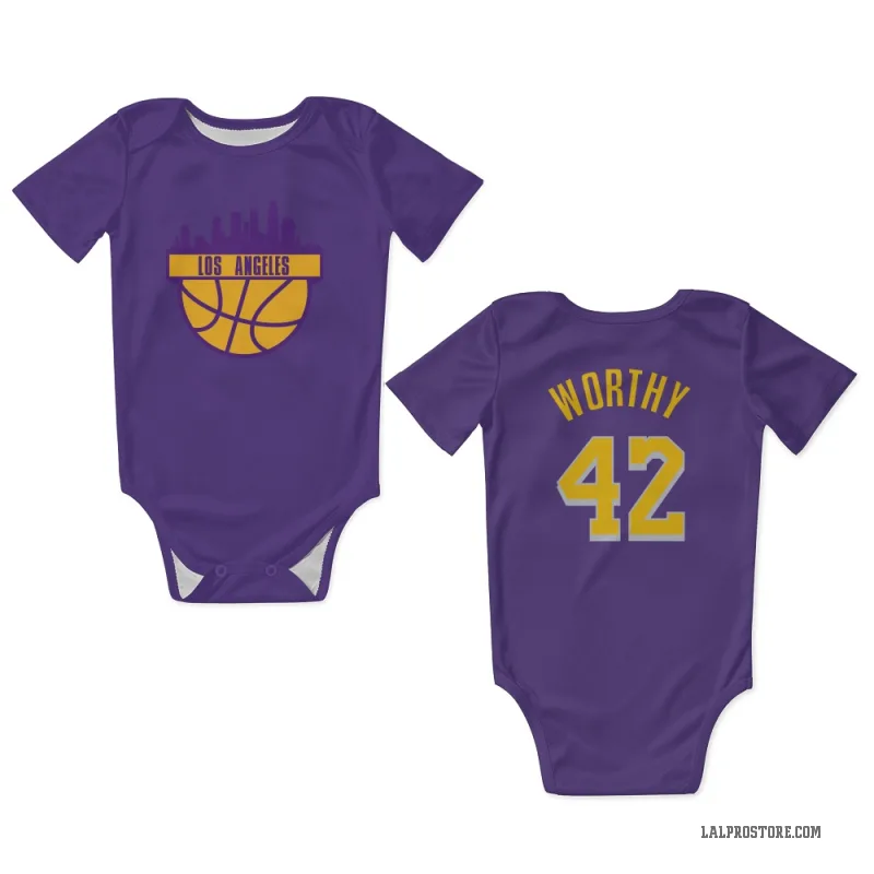 James Worthy  Purple Los Angeles Lakers  Newborn & Infant Bodysuit