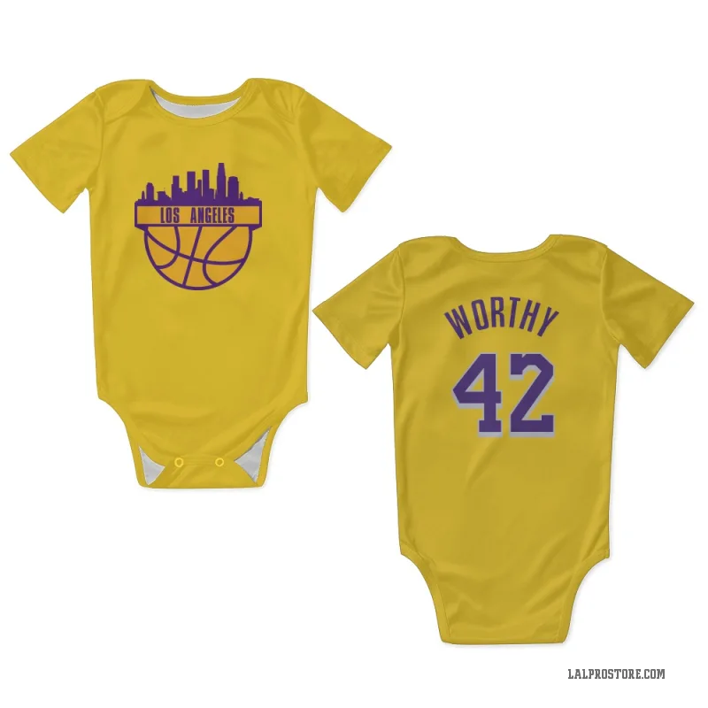 James Worthy  Yellow Los Angeles Lakers  Newborn & Infant Bodysuit