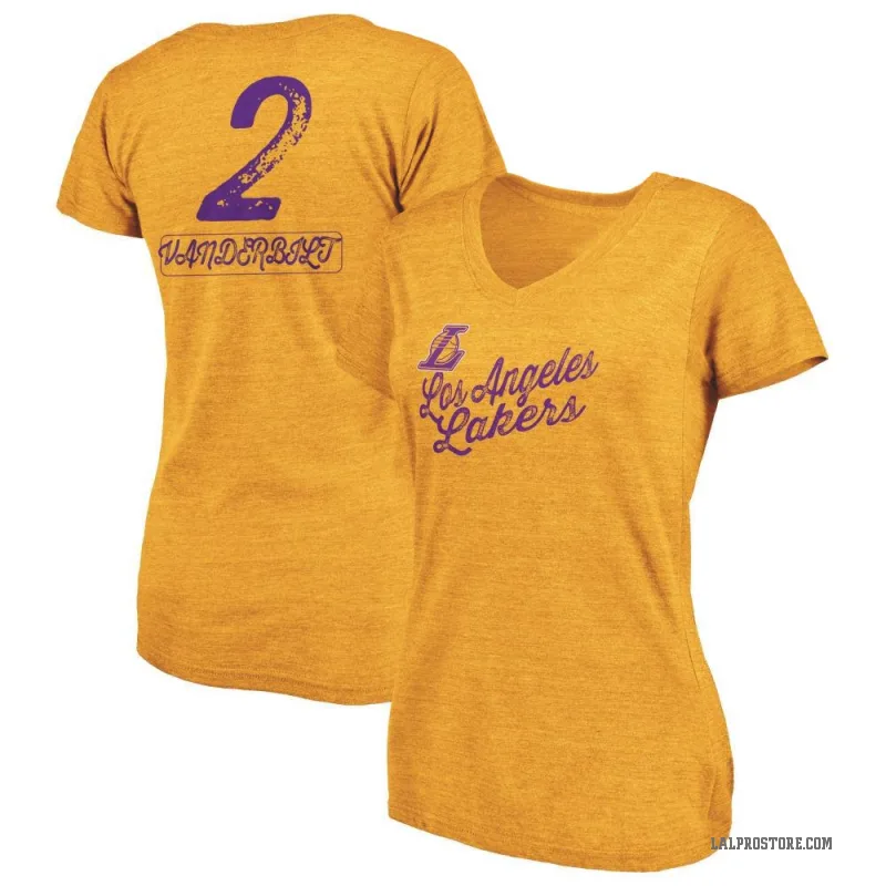 Jarred Vanderbilt Women's Gold Los Angeles Lakers Sideline V-Neck T-Shirt