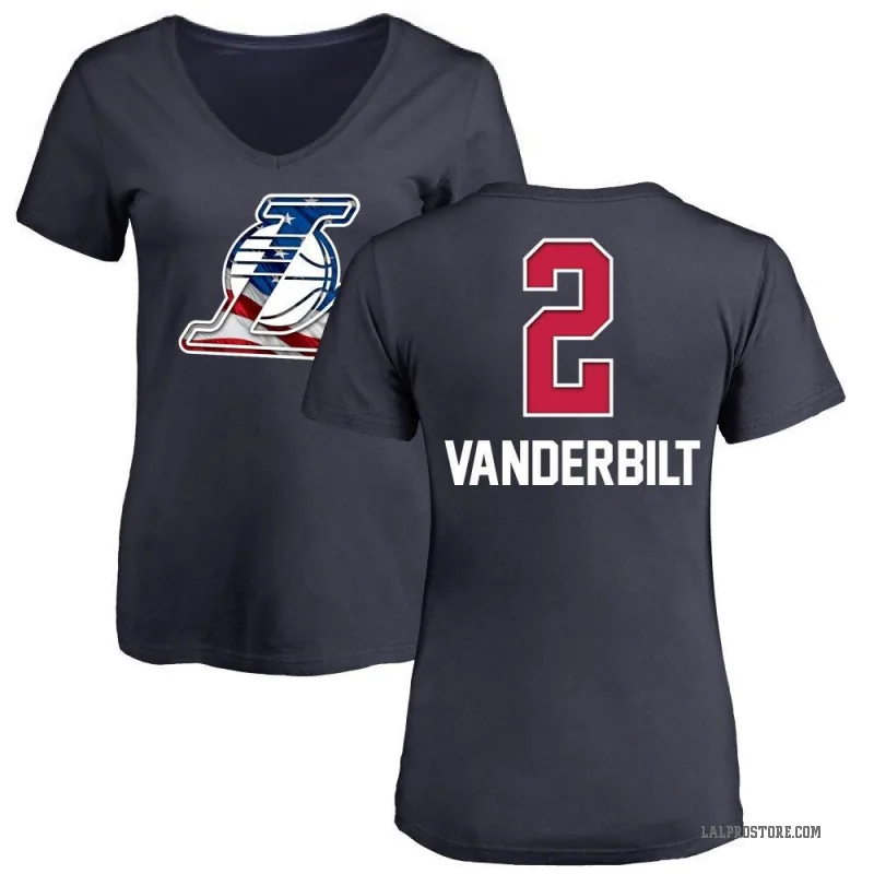 Jarred Vanderbilt Women's Navy Los Angeles Lakers Name and Number Banner Wave V-Neck T-Shirt