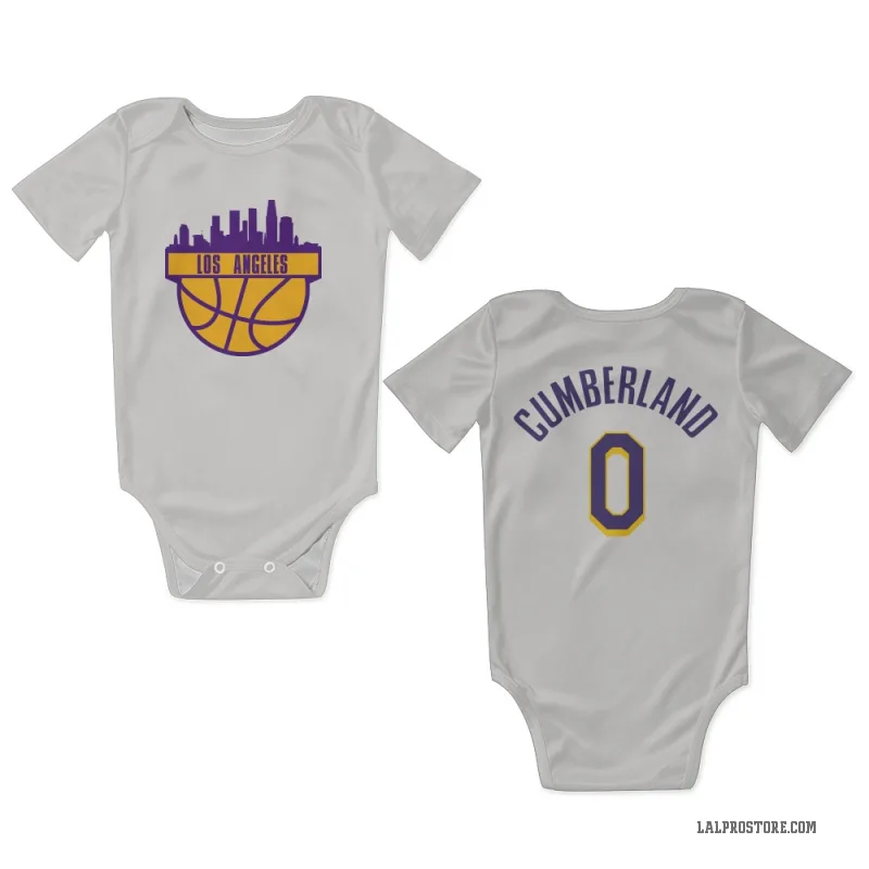 Jarron Cumberland  White Purple Los Angeles Lakers  Newborn & Infant Bodysuit