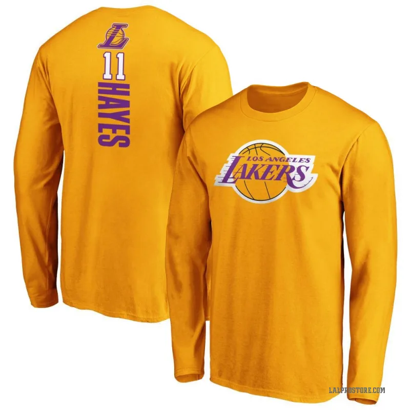 Jaxson Hayes Youth Gold Los Angeles Lakers Backer Long Sleeve T-Shirt