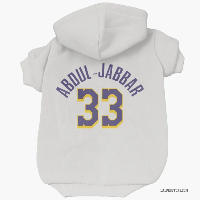 Kareem Abdul-Jabbar  White Purple Los Angeles Lakers  Cat & Dog Pet Hoodie