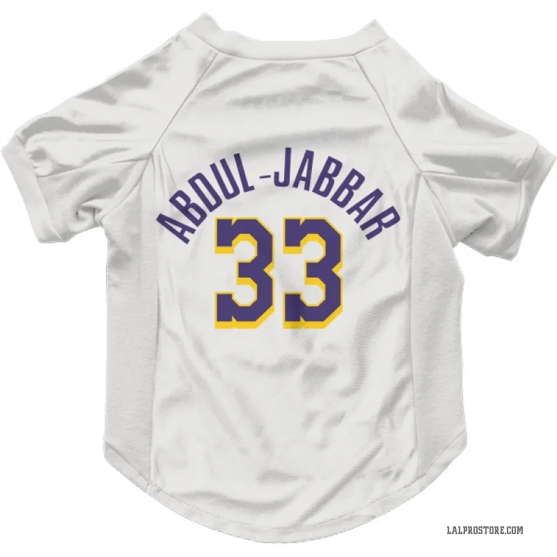 Kareem Abdul-Jabbar  White Purple Los Angeles Lakers  Cat & Dog Pet Jersey