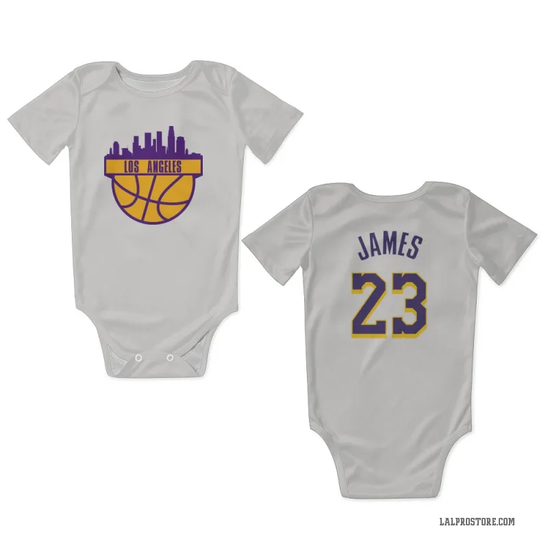 LeBron James White Purple Los Angeles Lakers Newborn & Infant Bodysuit