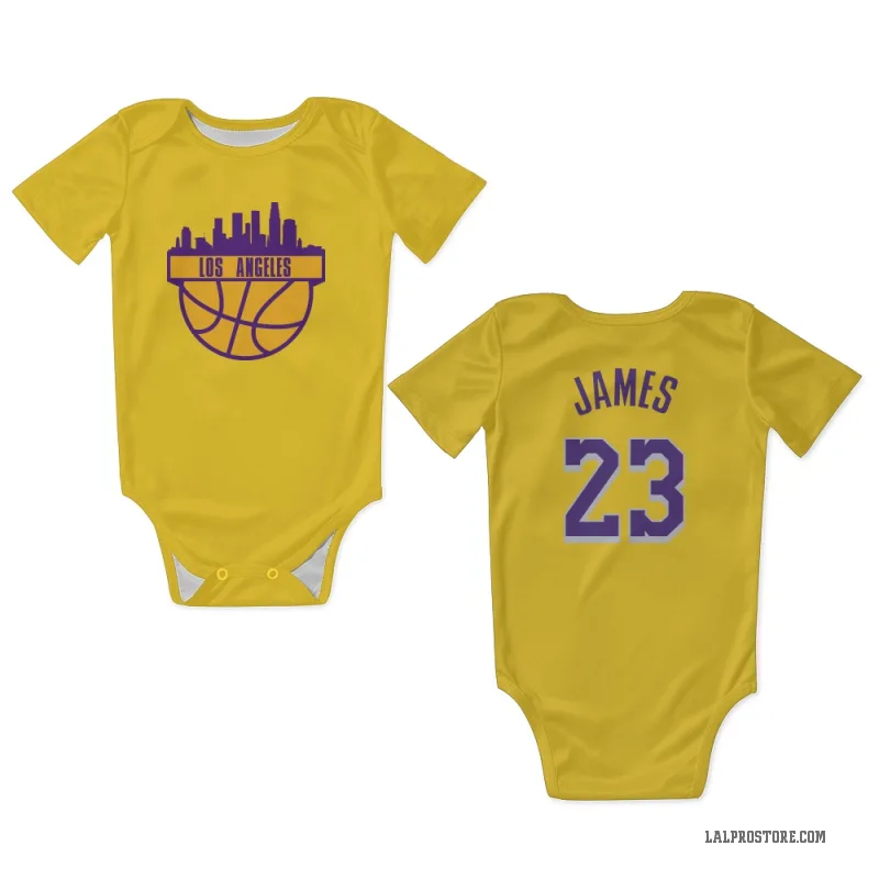 LeBron James Yellow Los Angeles Lakers Newborn & Infant Bodysuit