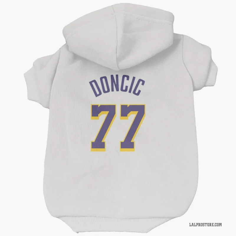 Luka Doncic White Purple Los Angeles Lakers Cat & Dog Pet Hoodie