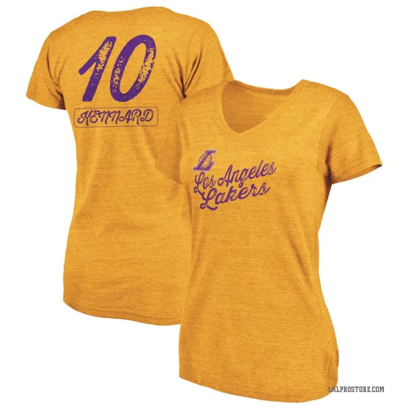 Luke Kennard Women's Gold Los Angeles Lakers Sideline V-Neck T-Shirt
