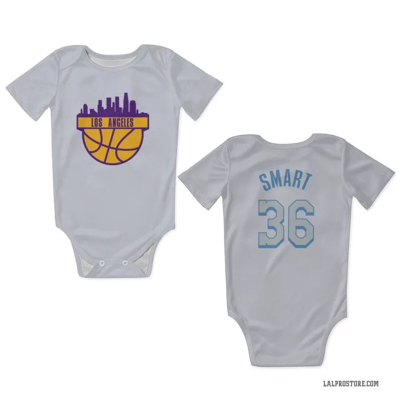 Marcus Smart  White Los Angeles Lakers  Newborn & Infant Bodysuit