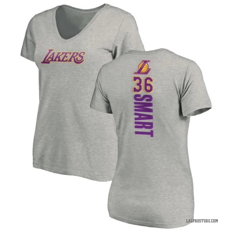 Marcus Smart Women's Los Angeles Lakers Ash Backer T-Shirt