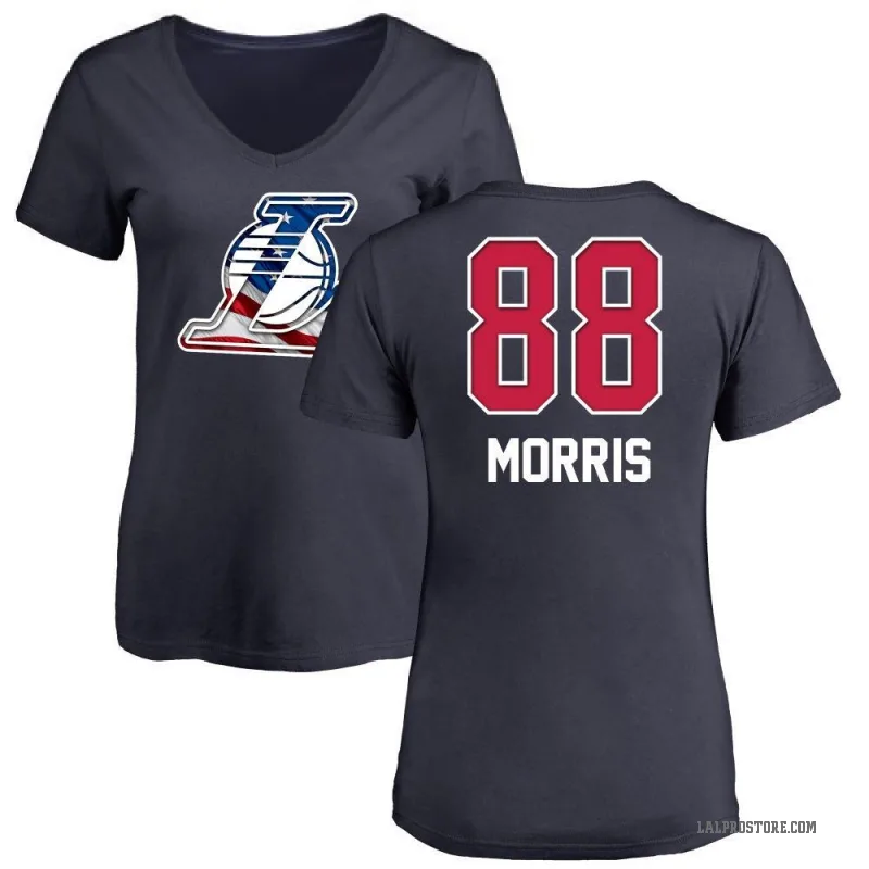 Markieff Morris Women's Navy Los Angeles Lakers Name and Number Banner Wave V-Neck T-Shirt