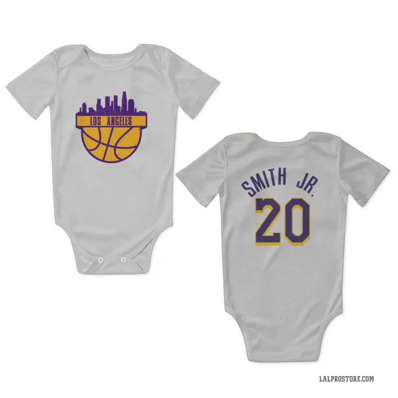 Nick Smith Jr.  White Purple Los Angeles Lakers  Newborn & Infant Bodysuit