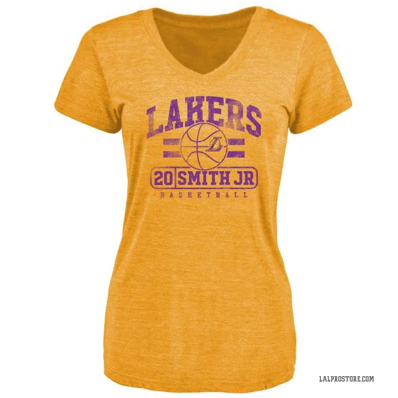 Nick Smith Jr. Women's Gold Los Angeles Lakers Baseline T-Shirt