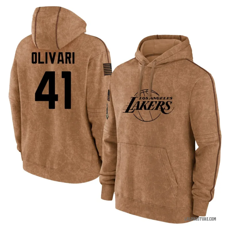 Quincy Olivari Men's Brown Los Angeles Lakers 2023 Salute to Service Club Pullover Hoodie