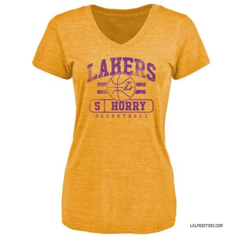 Robert Horry Women's Gold Los Angeles Lakers Baseline T-Shirt