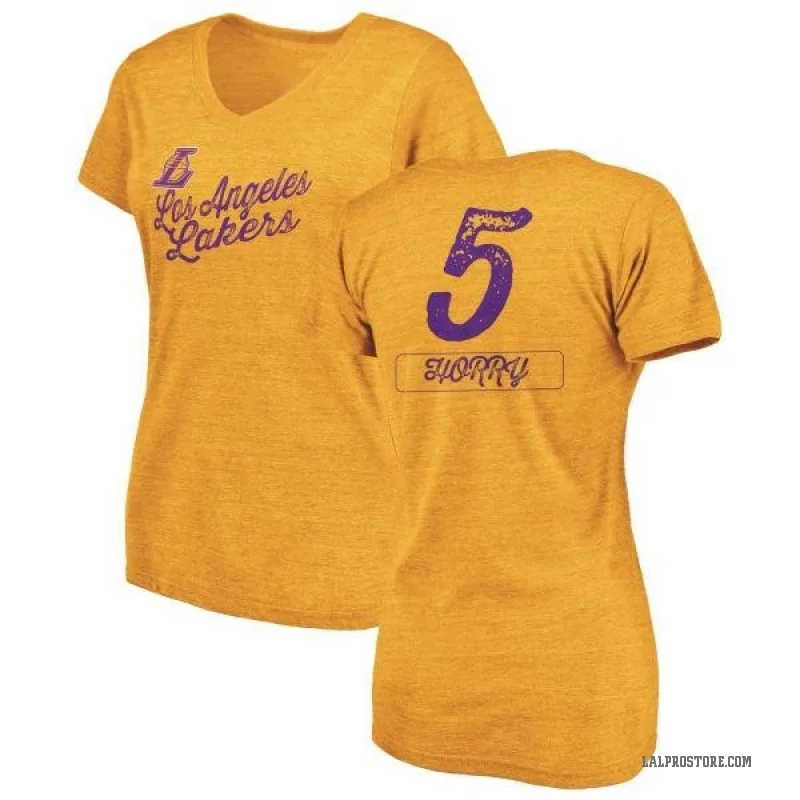 Robert Horry Women's Gold Los Angeles Lakers Sideline V-Neck T-Shirt