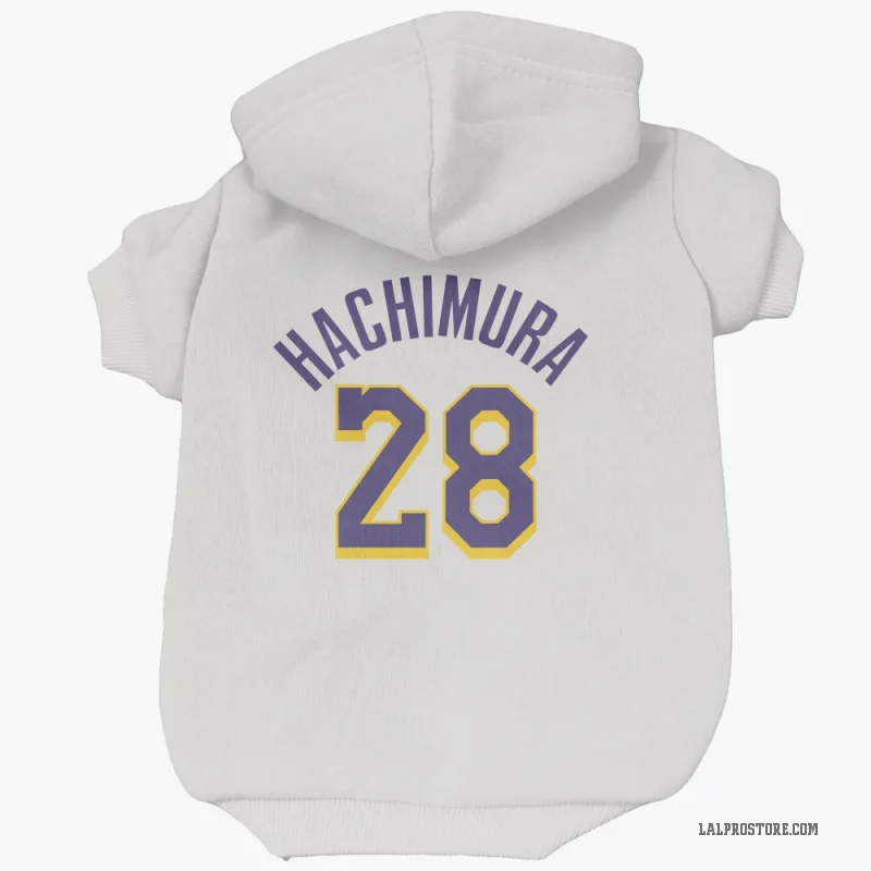 Rui Hachimura  White Purple Los Angeles Lakers  Cat & Dog Pet Hoodie