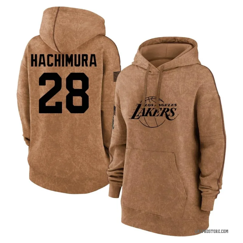 Rui Hachimura Women's Brown Los Angeles Lakers 2023 Salute to Service Pullover Hoodie