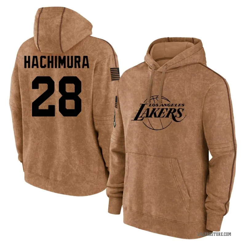 Rui Hachimura Youth Brown Los Angeles Lakers 2023 Salute to Service Club Pullover Hoodie