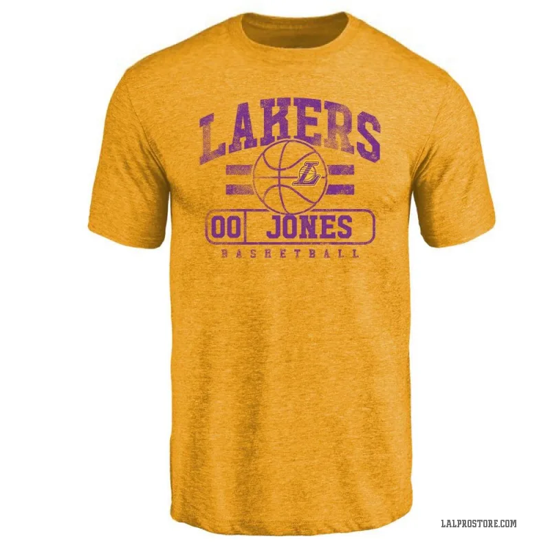 Tevian Jones Men's Gold Los Angeles Lakers Baseline T-Shirt