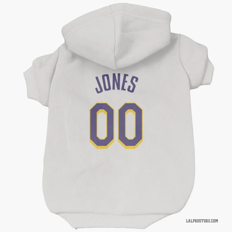 Tevian Jones  White Purple Los Angeles Lakers  Cat & Dog Pet Hoodie