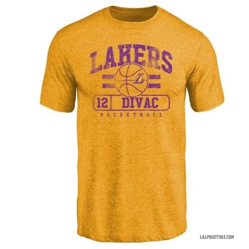 Vlade Divac Men's Gold Los Angeles Lakers Baseline T-Shirt