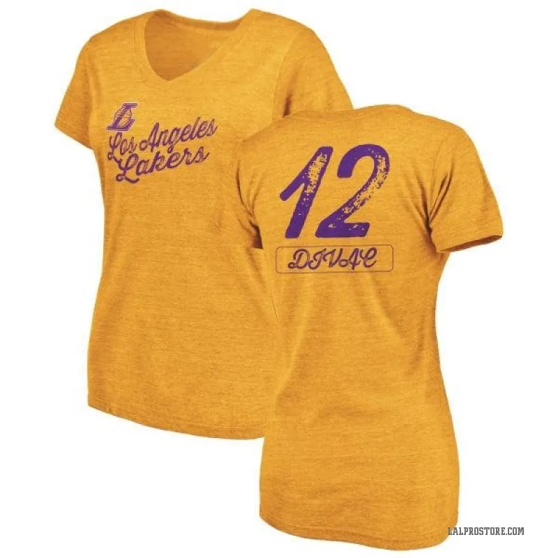 Vlade Divac Women's Gold Los Angeles Lakers Sideline V-Neck T-Shirt